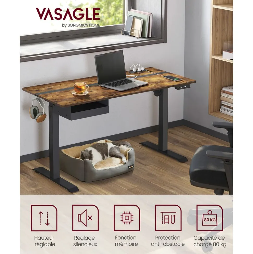 Cheap SONGMICS Bureau assis debout électrique jaune pastel et blanc pur