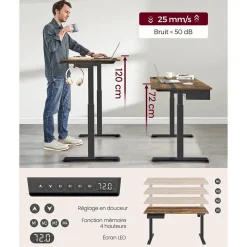 Cheap SONGMICS Bureau assis debout électrique jaune pastel et blanc pur