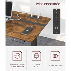 Cheap SONGMICS Bureau assis debout électrique jaune pastel et blanc pur