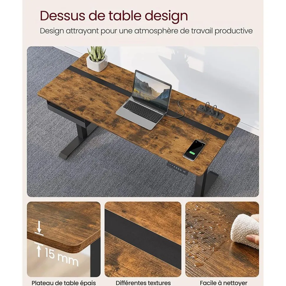 Cheap SONGMICS Bureau assis debout électrique jaune pastel et blanc pur