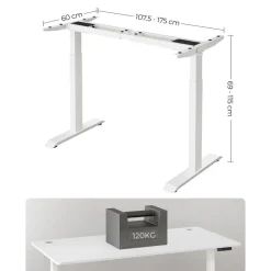 Fashion SONGMICS Bureau Assis-Debout Électrique Réglable en Hauteur