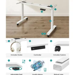 Fashion SONGMICS Bureau Assis-Debout Électrique Réglable en Hauteur