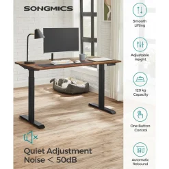 Fashion SONGMICS Bureau Assis-Debout Électrique Réglable en Hauteur