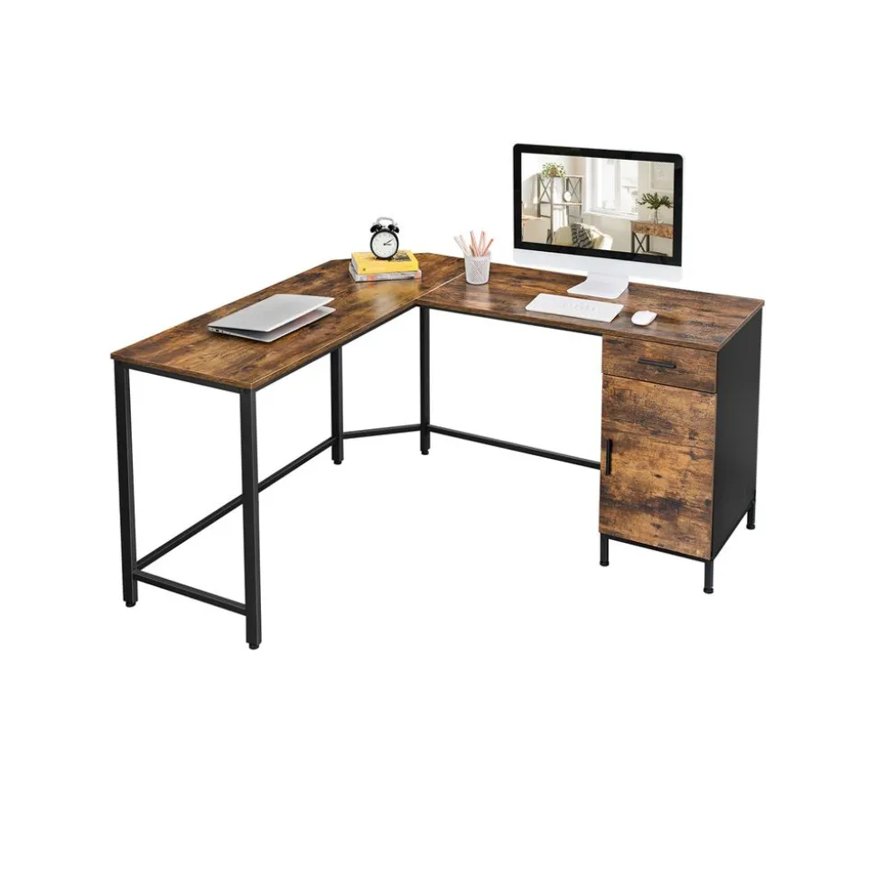 Cheap SONGMICS Bureau d’angle grège et noir