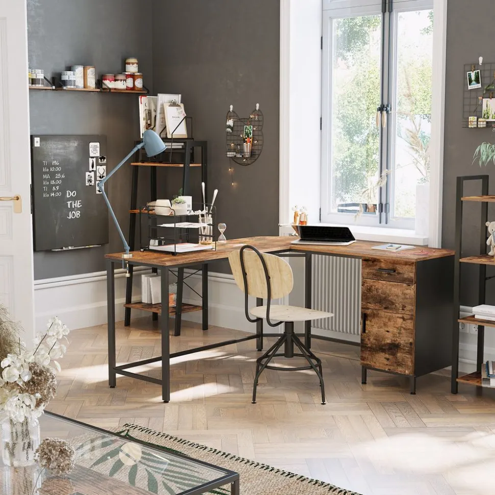 Cheap SONGMICS Bureau d’angle grège et noir