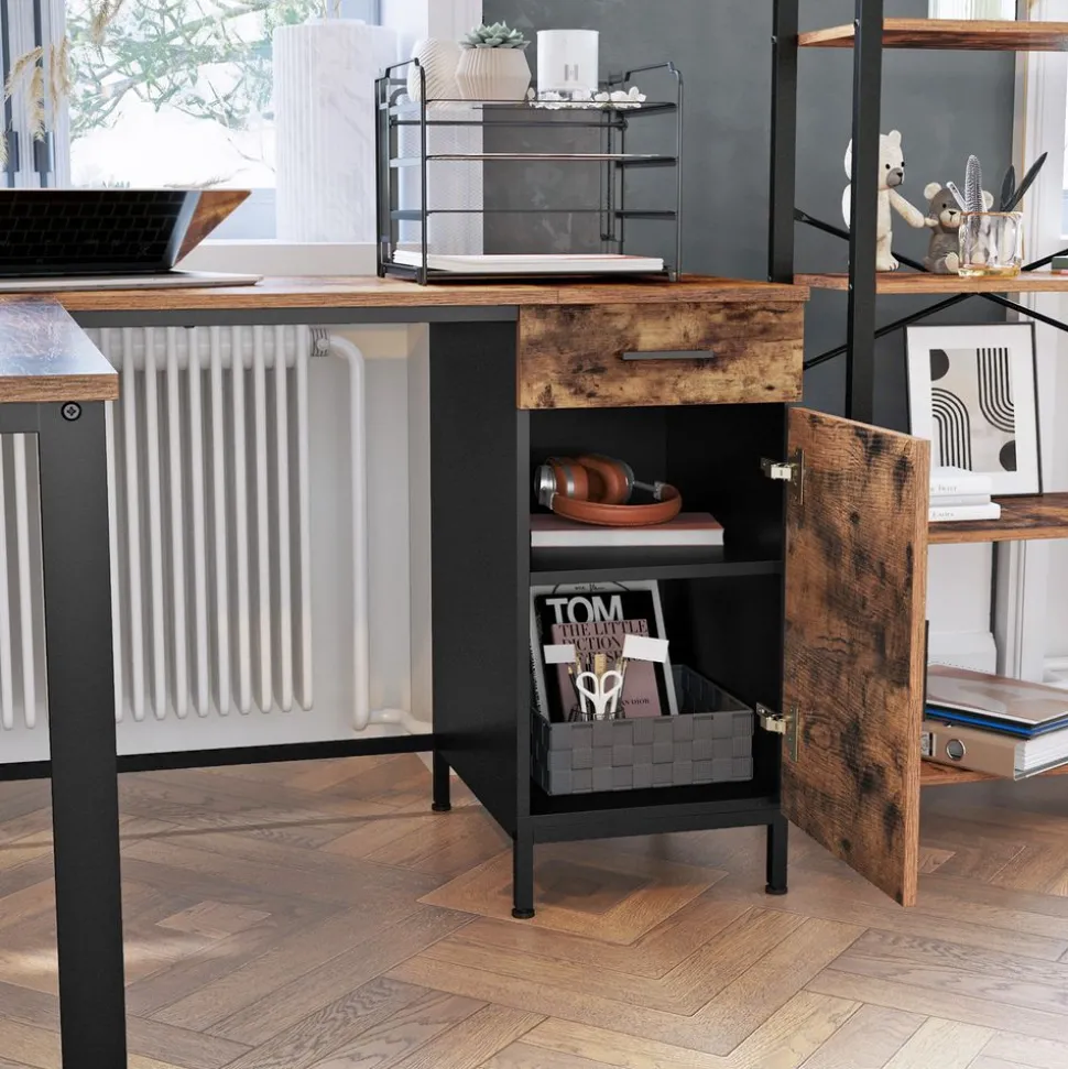 Cheap SONGMICS Bureau d’angle grège et noir