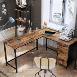 Cheap SONGMICS Bureau d’angle grège et noir