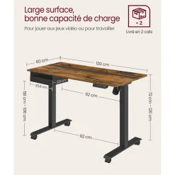 Store SONGMICS Bureau d'angle industriel Brun Vintage Noir