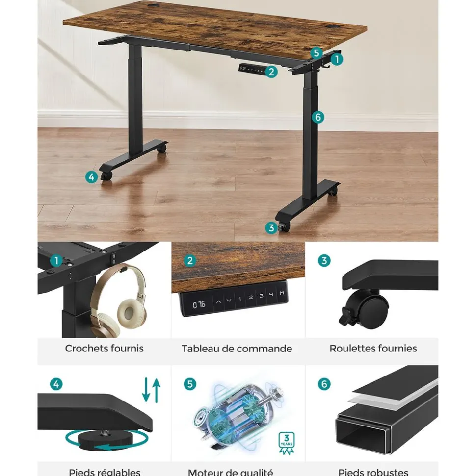 Clearance SONGMICS Bureau en L grège