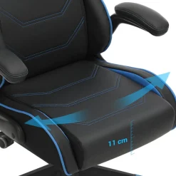 Store SONGMICS Bureau gaming avec lumières led et multiprise 2 tiroirs 2 ports usb noir boisé