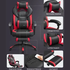 Clearance SONGMICS Bureau informatique avec multiprises LED marron rustique