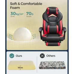 Clearance SONGMICS Bureau informatique avec multiprises LED marron rustique