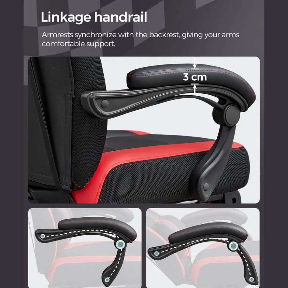 Clearance SONGMICS Bureau informatique avec multiprises LED marron rustique