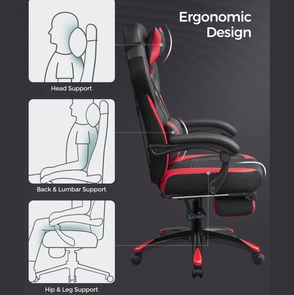Clearance SONGMICS Bureau informatique avec multiprises LED marron rustique