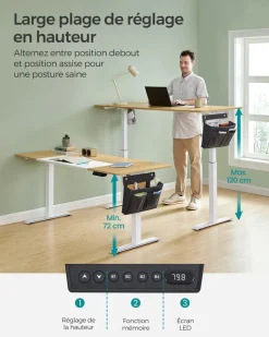 Best Sale SONGMICS Bureau électrique 120 cm blanc