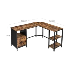 Clearance SONGMICS Bureau électrique 140 cm industriel