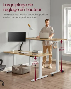 Hot SONGMICS Cadre de bureau électrique blanc