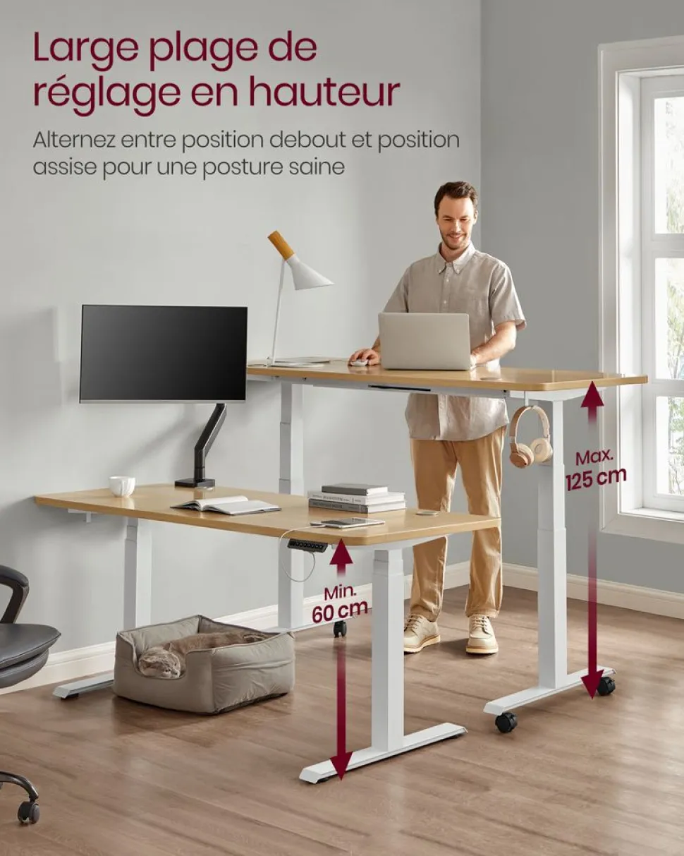 Hot SONGMICS Cadre de bureau électrique blanc