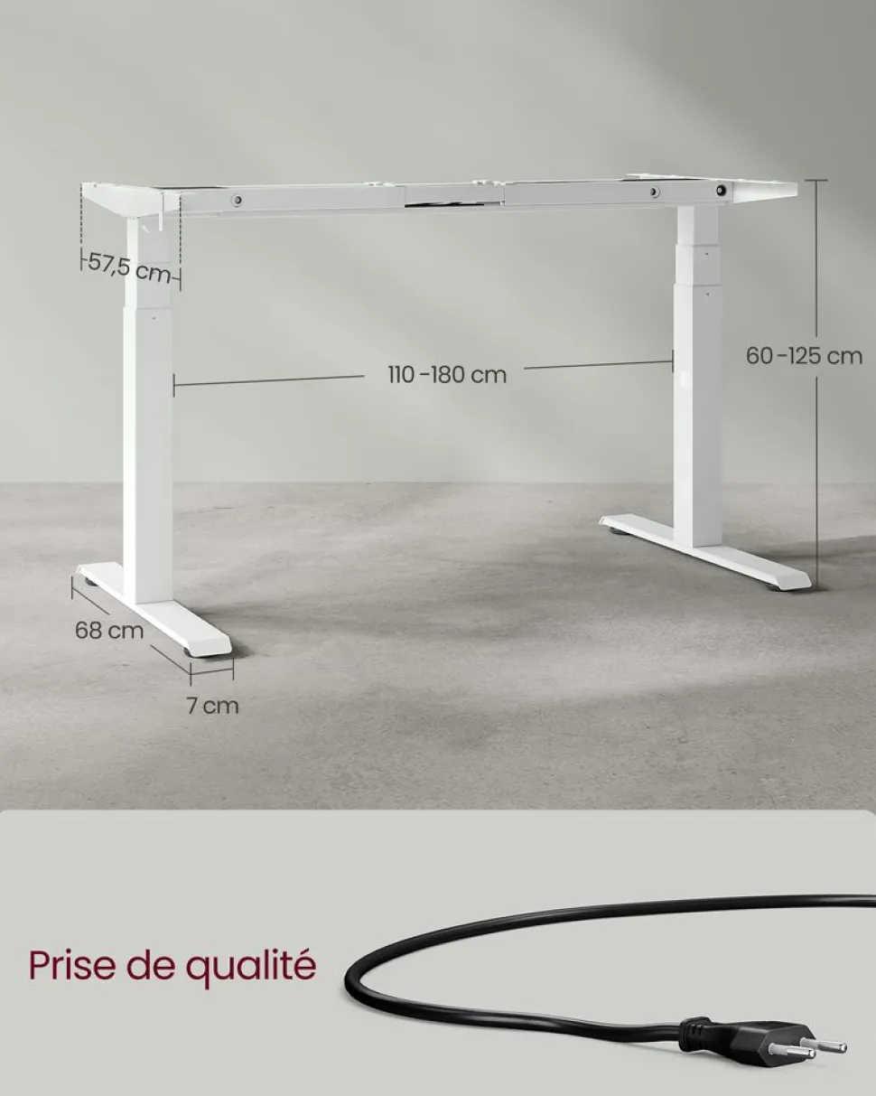 Hot SONGMICS Cadre de bureau électrique blanc