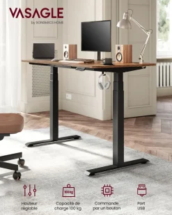 Hot SONGMICS Cadre de bureau électrique blanc