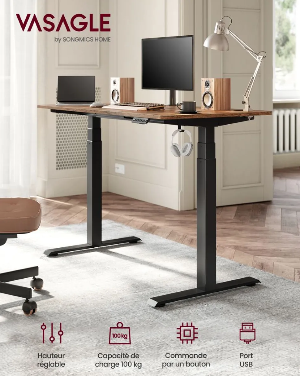 Hot SONGMICS Cadre de bureau électrique blanc