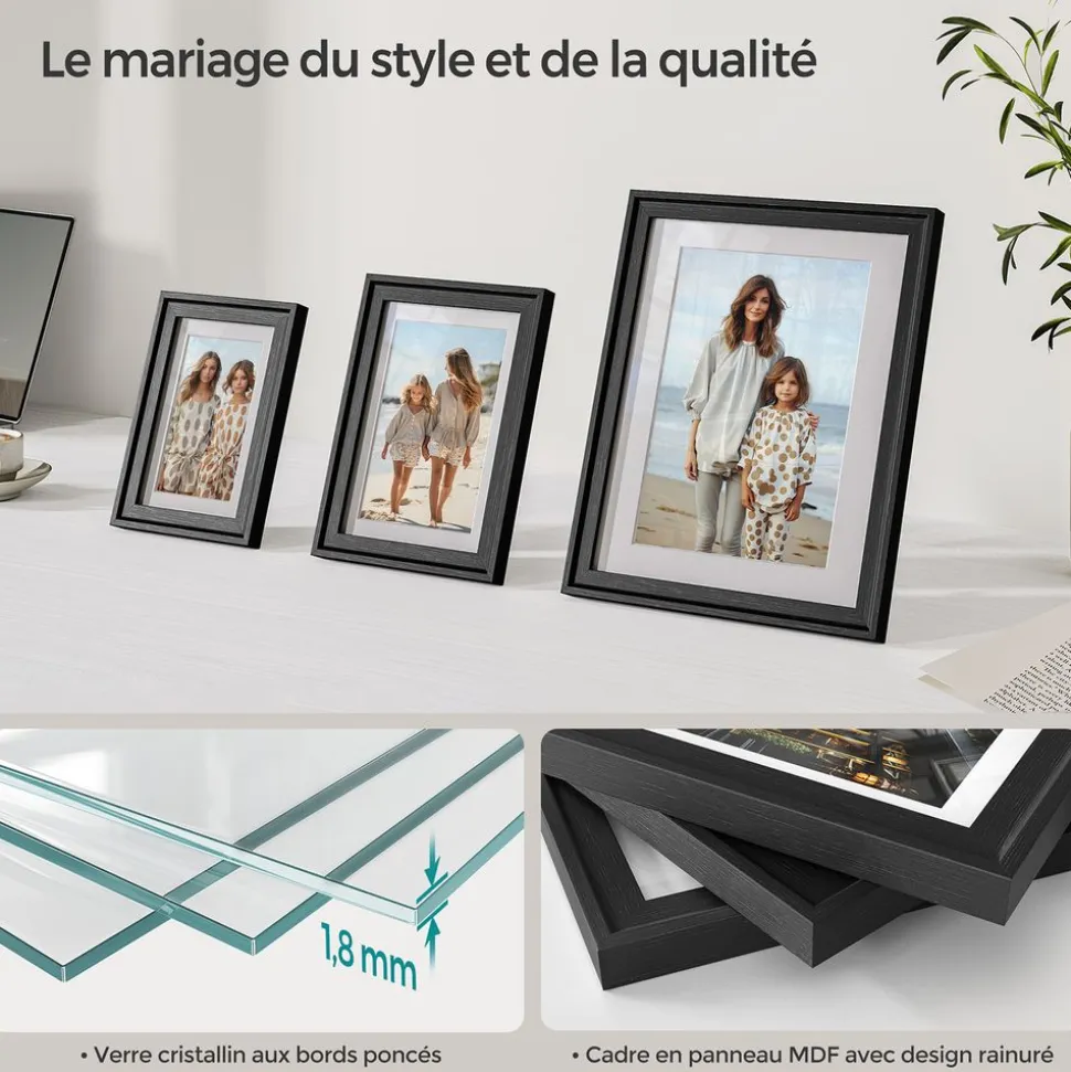 Fashion SONGMICS Cadre photo pour image 10 x 15 cm Beige Naturel