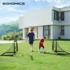 New SONGMICS Cage de foot enfant Noir