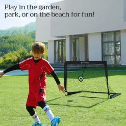 New SONGMICS Cage de foot enfant Noir