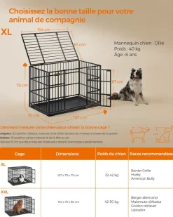 Clearance SONGMICS Cage pour chien ultra-résistante 107 x 70 x 75 cm double porte noir d'encre
