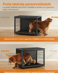 Outlet SONGMICS Cage pour chiens plateau amovible moderne noir d'encre