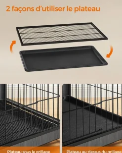 Outlet SONGMICS Cage pour chiens plateau amovible moderne noir d'encre
