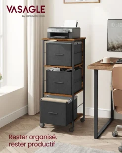 Fashion SONGMICS Caisson 2 tiroirs grège