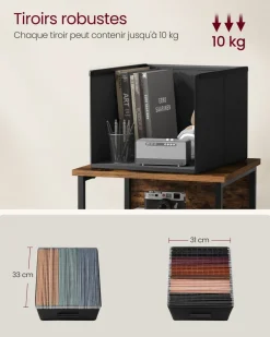 Fashion SONGMICS Caisson 2 tiroirs grège