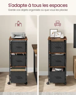 Fashion SONGMICS Caisson 2 tiroirs grège