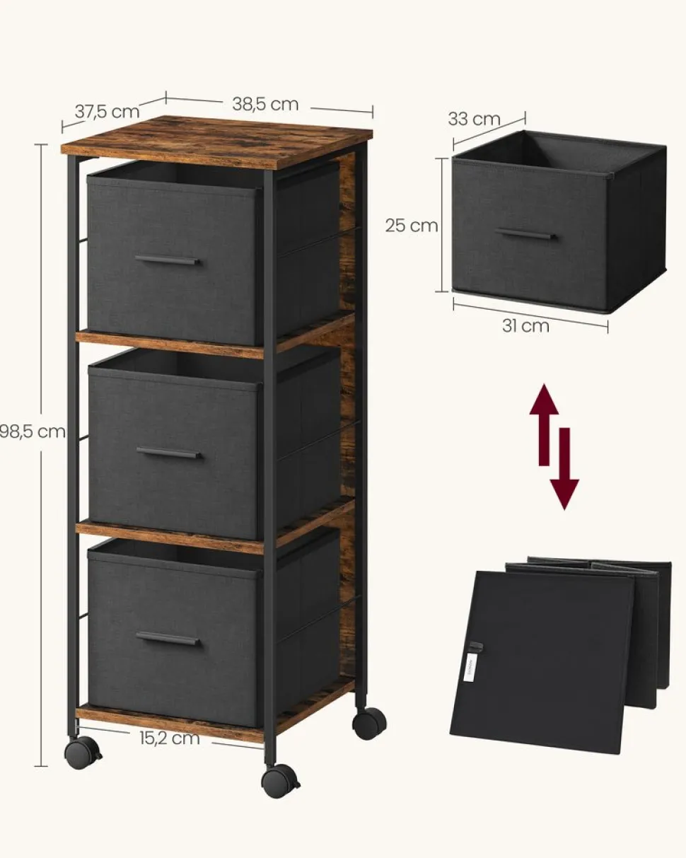 Fashion SONGMICS Caisson 2 tiroirs grège