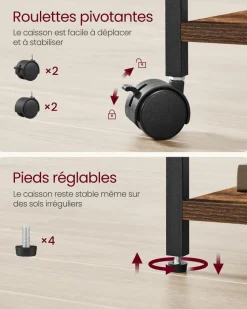 Fashion SONGMICS Caisson 2 tiroirs grège