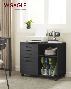 New SONGMICS Caisson 2 tiroirs industriel Brun Vintage Noir