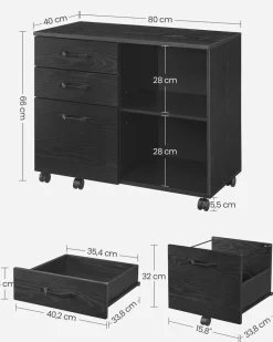 New SONGMICS Caisson 2 tiroirs industriel Brun Vintage Noir