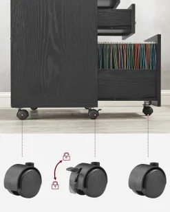 New SONGMICS Caisson 2 tiroirs industriel Brun Vintage Noir