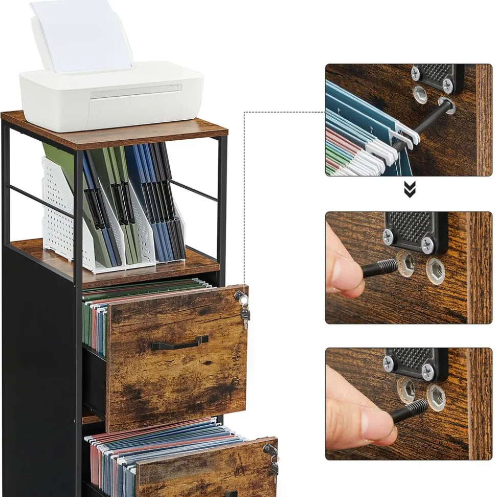 Shop SONGMICS Caisson 2 tiroirs noir