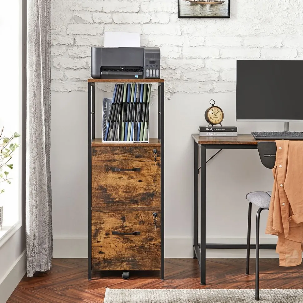 Shop SONGMICS Caisson 2 tiroirs noir