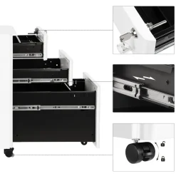 New SONGMICS Caisson 2 tiroirs rustique Brun Vintage Noir