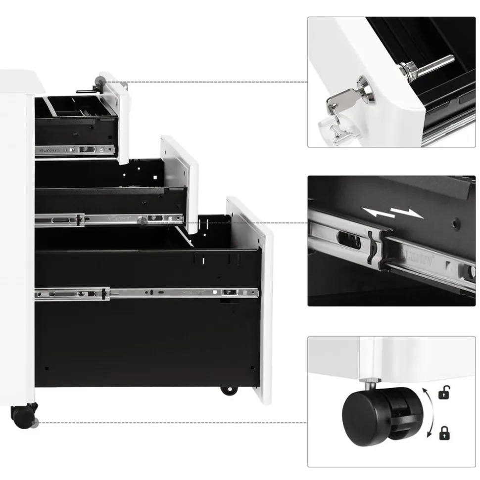 New SONGMICS Caisson 2 tiroirs rustique Brun Vintage Noir