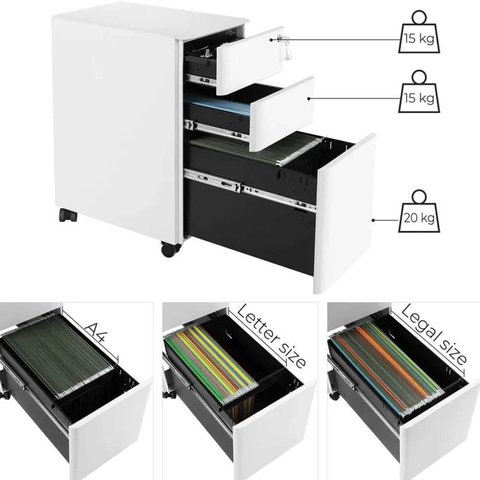 New SONGMICS Caisson 2 tiroirs rustique Brun Vintage Noir