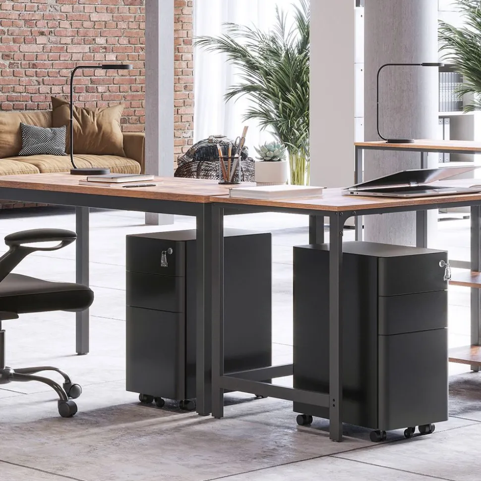 New SONGMICS Caisson 2 tiroirs rustique Brun Vintage Noir