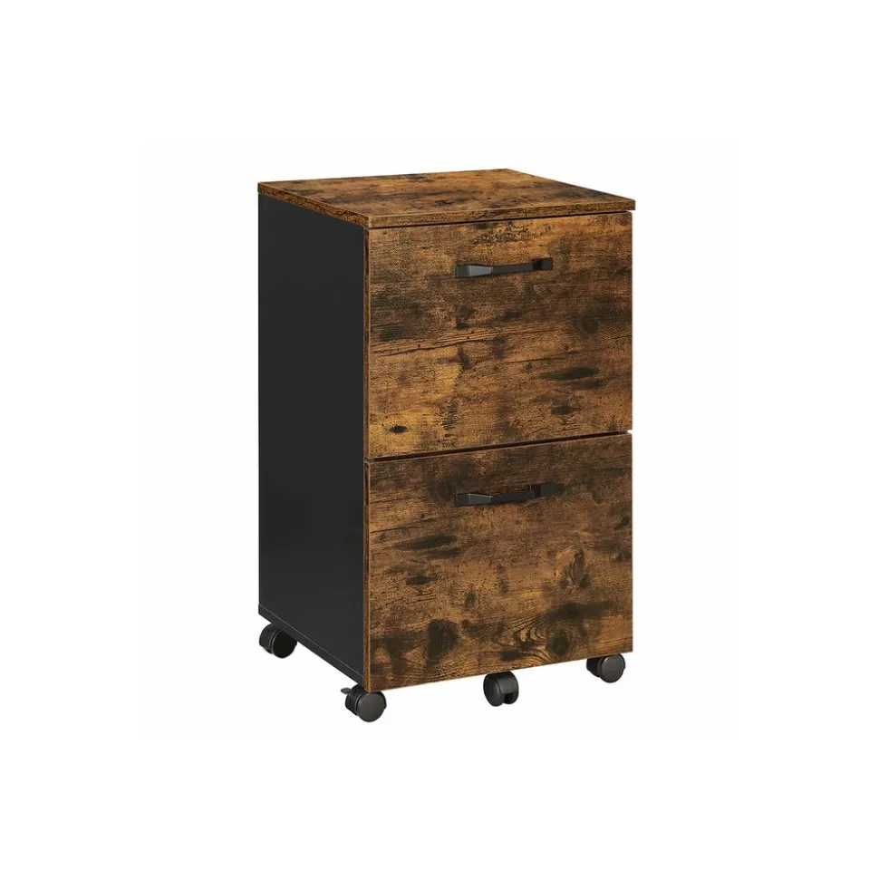 Best SONGMICS Caisson bureau mobile 3 tiroirs marron rustique noir