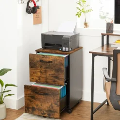 Best SONGMICS Caisson bureau mobile 3 tiroirs marron rustique noir