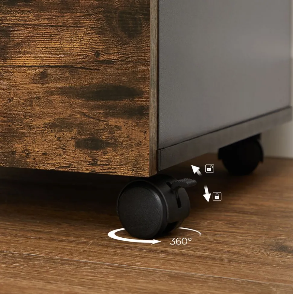 Best SONGMICS Caisson bureau mobile 3 tiroirs marron rustique noir