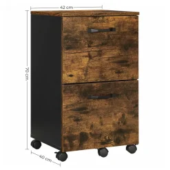 Best SONGMICS Caisson bureau mobile 3 tiroirs marron rustique noir