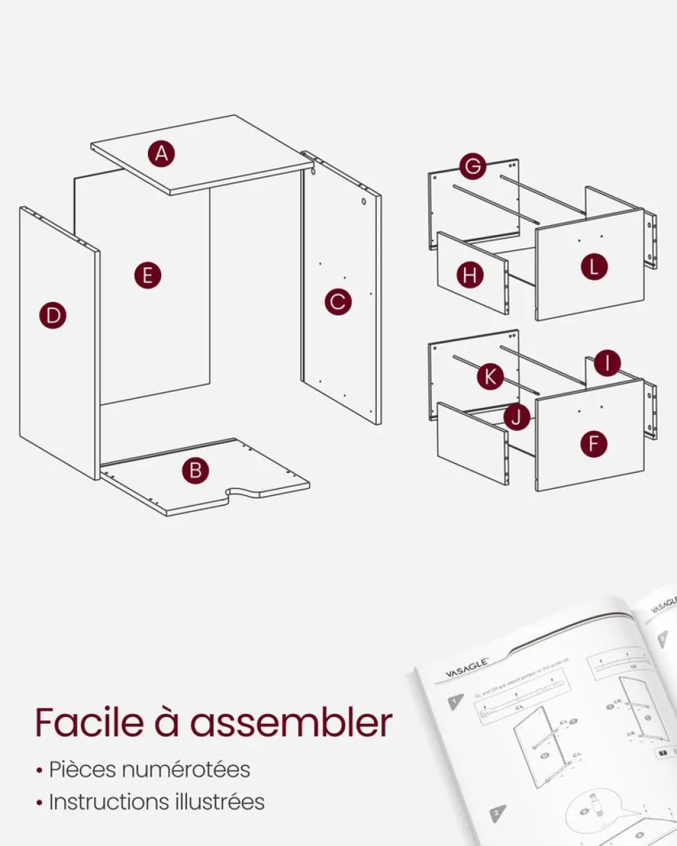 Best SONGMICS Caisson bureau mobile 3 tiroirs marron rustique noir